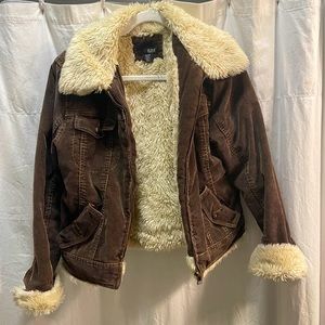 Fur lined corduroy jacket